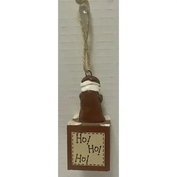 Vintage Santa Claus "HO HO‎ HO" Toy Block Christmas Statue Ornament 3.25” High - Picture 3 of 4